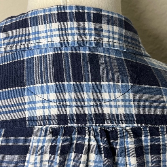 Ralph Lauren Blue White Plaid Shirt Size M Flannel Buttons Classic Preppy Warm - Picture 9 of 10